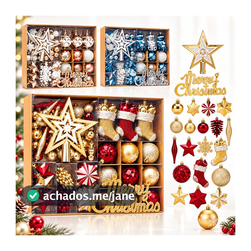 Kit 70 Bolas decoração de natal árvore pendente bolinhas enfeites natalinos casa pisca pisca led