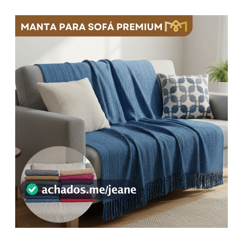 Manta P/ Sofá 2,20x1,70cm Decorativa Proteção Resistente Algodão Hotel Luxo Conforto Premium