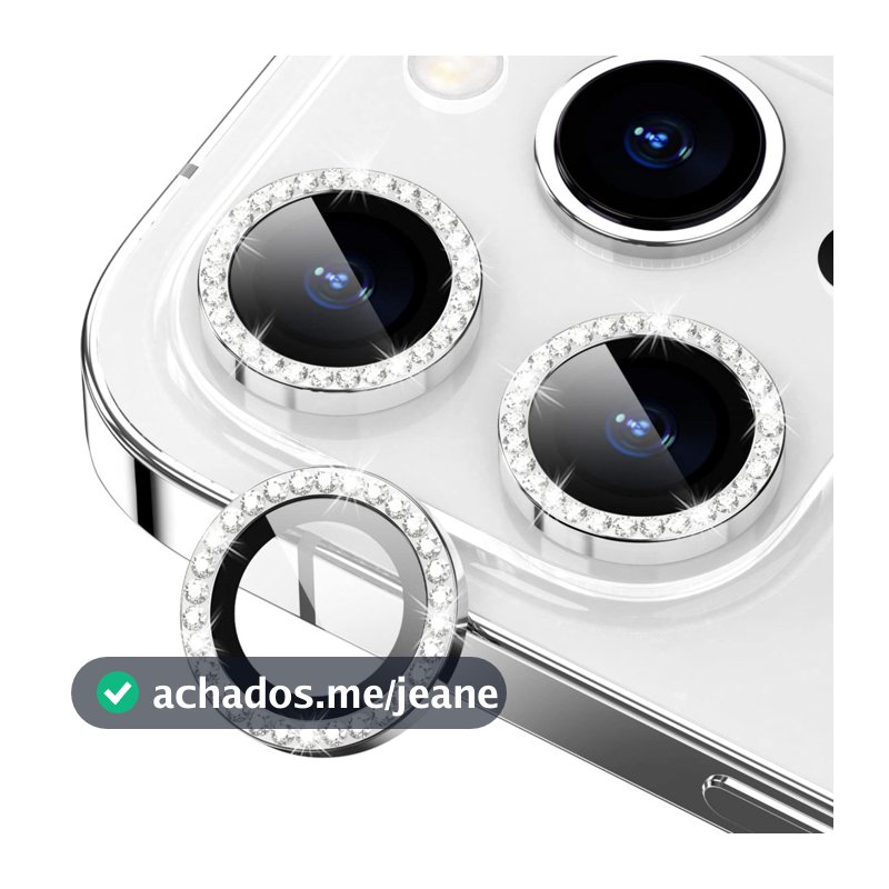 Película de Câmera com Brilho para iPhone 15 14 13 Pro Max Kit Lente Diamante