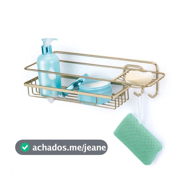 Porta Shampoo Suporte Com Saboneteira Aço Dourado
