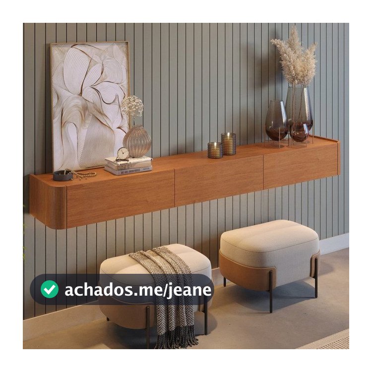 Aparador Suspenso 100% MDF 3 Gavetas 180cm Apolo Marrom/Marromle Naturalle