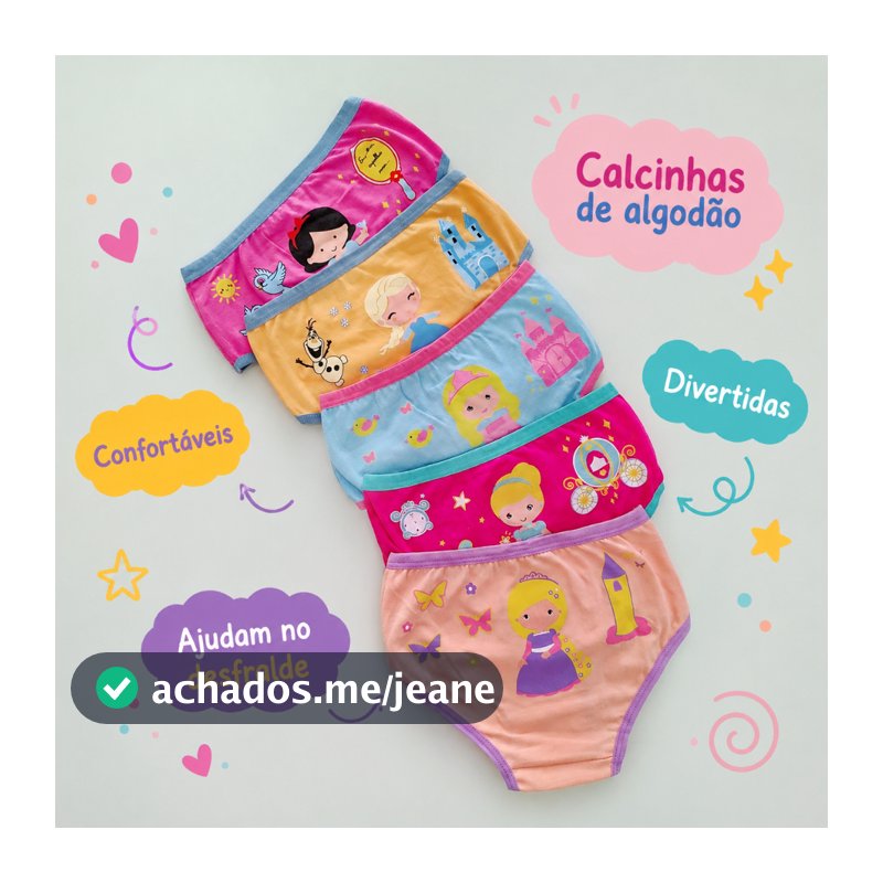 Kit de Calcinhas Infantil 100%  Algodão Calcinha Menina Criança confortável Desfralde
