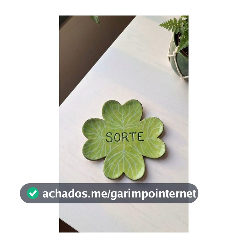 Plaquinha Decorativa Trevo da Sorte em Cerâmica Fria | Decoração Artesanal Verde