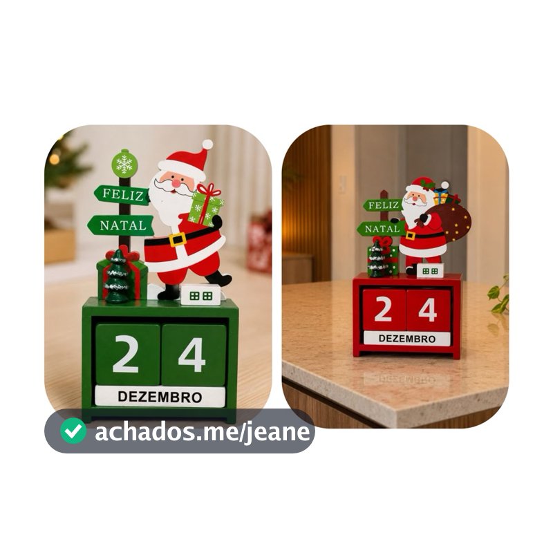 Calendário de Natal Permanente em Madeira Natalino Decoração