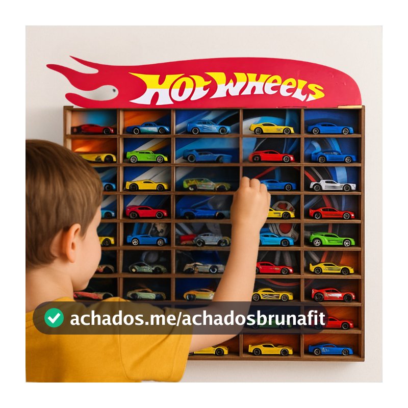 Porta Carrinhos HotWheels de Madeira MDF - Organizador para 50 Carrinhos