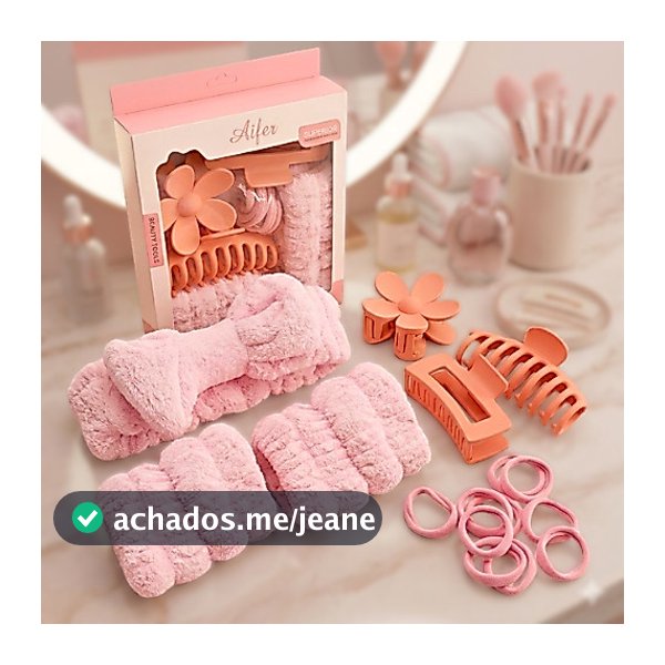 Kit Skincare Spa Acessórios 16 Pçs Faixa Cabelo Presilha Elástico Toalha Maquiagem Presente Feminino