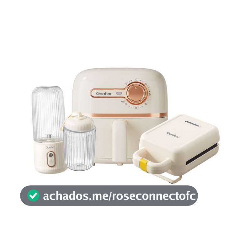 Fritadeira Sem Oleo Portatil Gaabor Kit Cozinha 3 em 1 Air Fryer Sanduicheira Liquidificador para Casa Viagem Presente