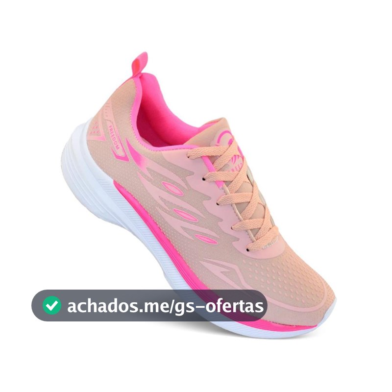 Tenis Feminino Escolar Academia Original FREEDOM Corrida Caminhada Lançamento ROSA PINK