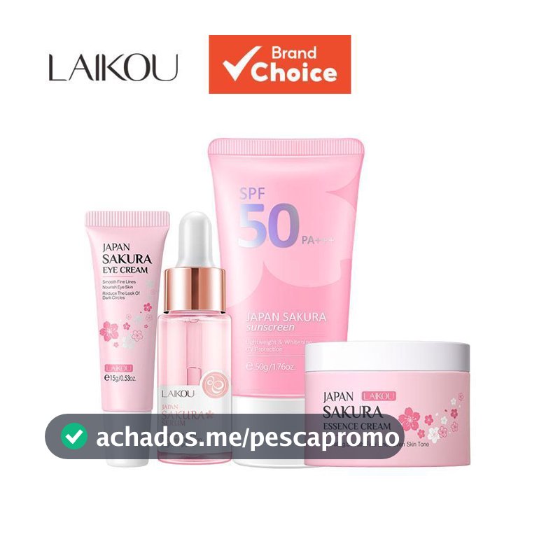 LAIKOU Sakura Sunscreen Rejuvenation Serum Remove Wrinkle Eye Cream SPF50 4pcs