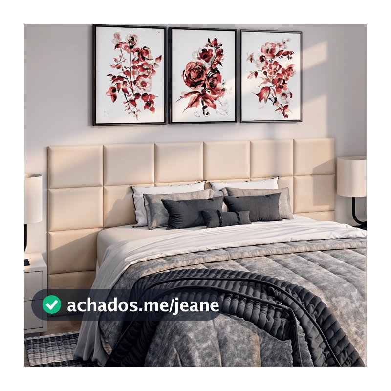 Kit Cabeceira Estofada Completa Adesiva em Modulos 40x30 para Cama de Solteiro Casal Queen King Box