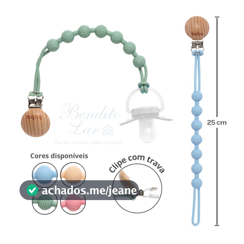 Prendedor de Chupeta em Silicone BUBA Prendedor de Bico Para Bebê
