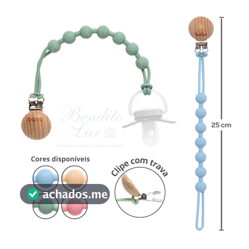 Prendedor de Chupeta em Silicone BUBA Prendedor de Bico Para Bebê
