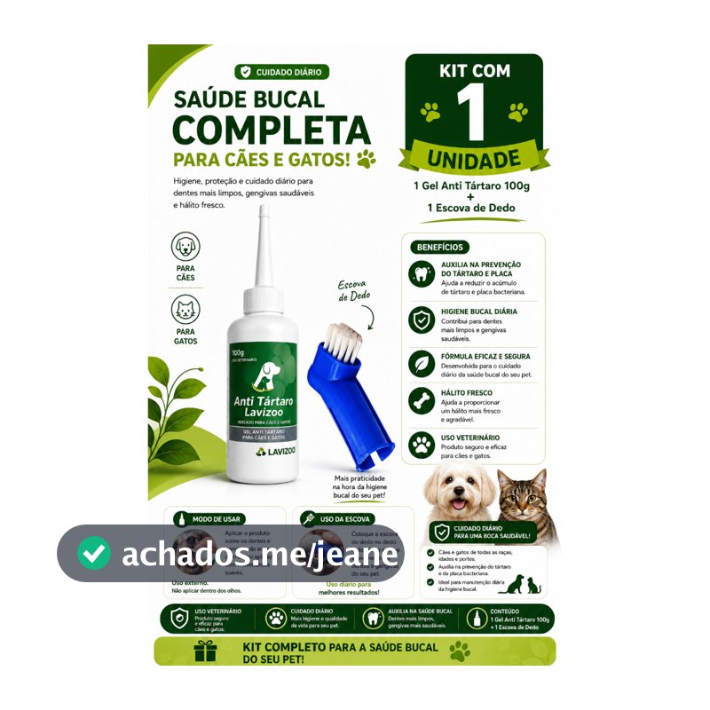 Anti Tartaro Lavizoo Cães E Gatos Com Dedeira Pet