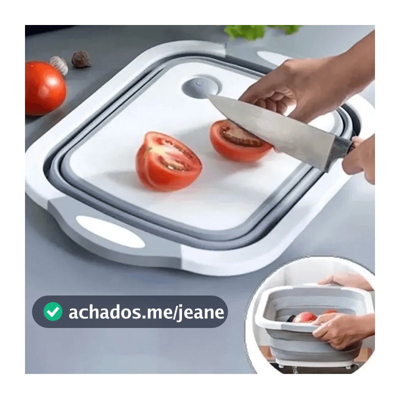 Escorredor E Tabua Cesta De Alimentos Dobrável Retrátil Silicone 3 Em 1 Multifuncional Cozinha