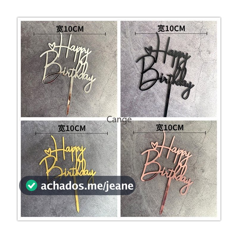 10 Unidades/Conjunto Acrílico Feliz Aniversário Bolo Topper Decoração De Festa