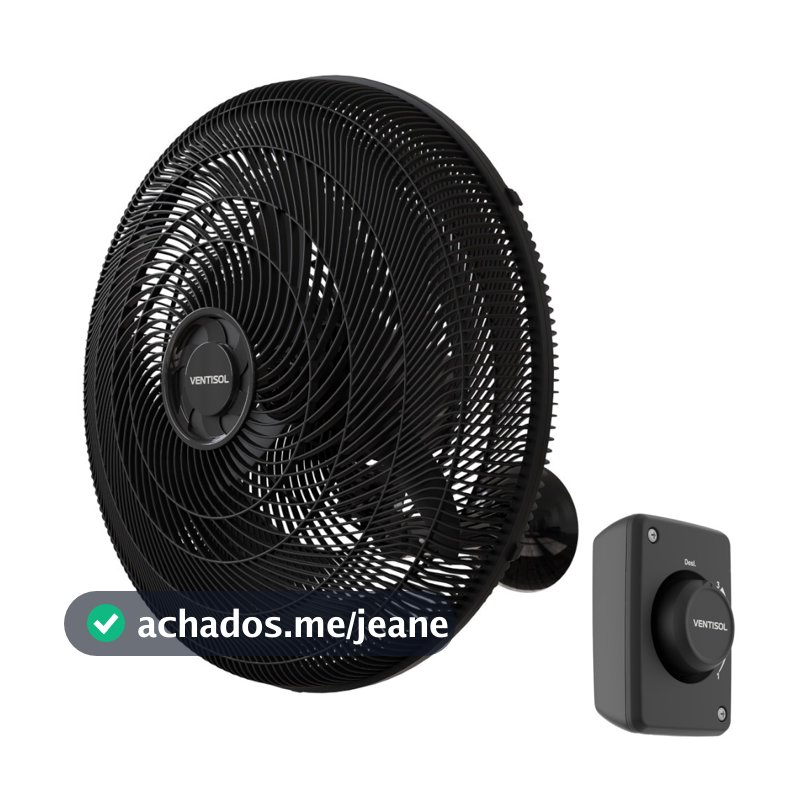 Ventilador de parede 50 cm plástico oscilante preto - NEW - Ventisol