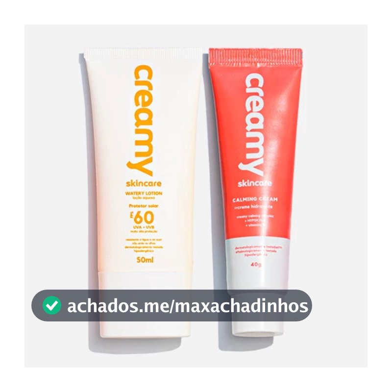 Kit Duo Protetor Solar FPS60 + Gel Creme Hidratante Facial Calming Cream - Creamy Skincare