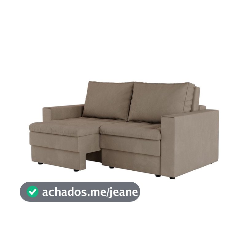 Sofá 3 Lugares Retrátil Berna Suede Bege 180 cm