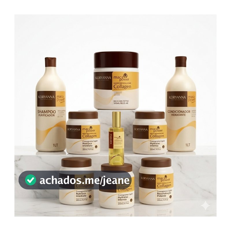 Kit Maca Power Completo com 7 Produtos – Cronograma Capilar + Máscara 500g, Shampoo 1L, Condicionador 1L  Reparador 50ml