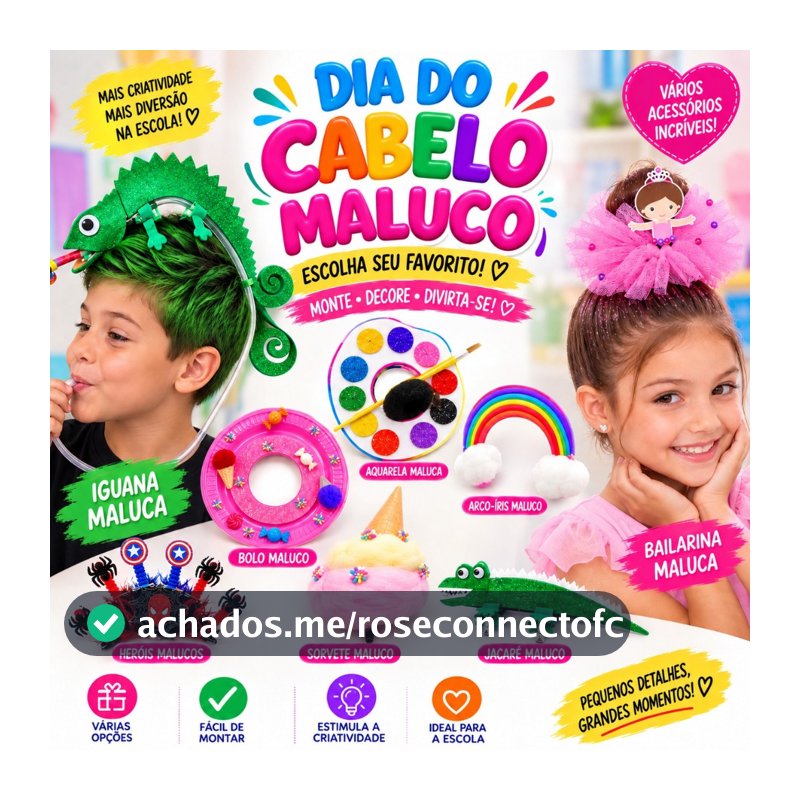 Cabelo Maluco Kit Acessórios Infantil Criativo para Escola Festa Penteado Menino Menina