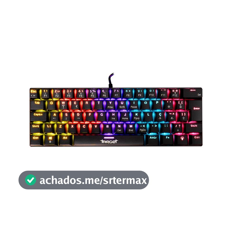 Teclado Mecanico TGT Sherman V3 C1, Rainbow, ABNT2, Switch Marrom, Preto, TGT-SHRC-BR01