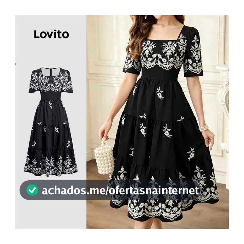 Lovito Vestido Elegante com Zíper para Mulheres primavera/verão LBL35149