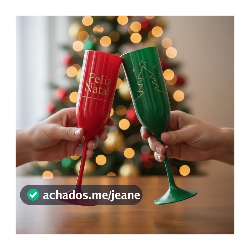 Kit 20 Taças Champagne Acrílicas FELIZ NATAL | Fim de Ano, Natal – Luxo e Resistência