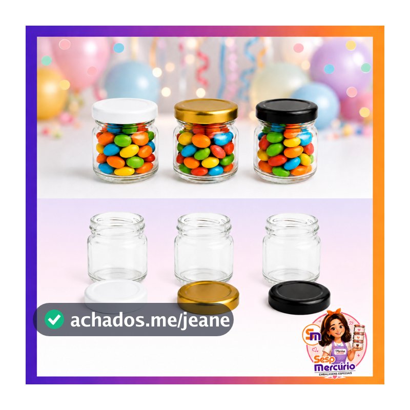 Kit Mini Potinhos de Vidro 40ml Para Lembrancinhas Festas Aniversario Casamento Decoração