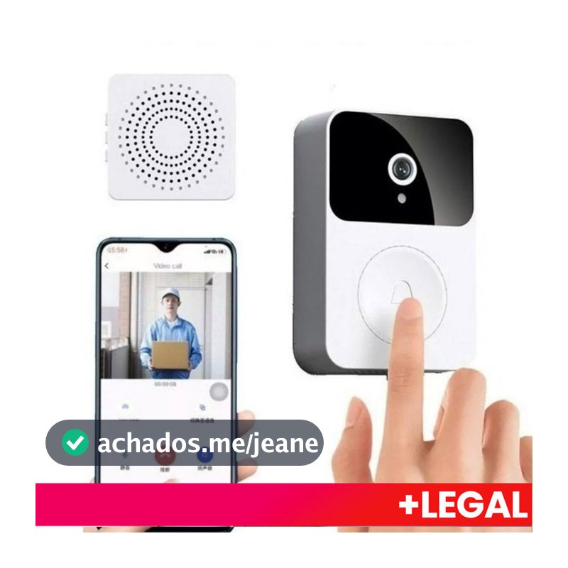 Campainha Wi-Fi Recarregável: Monitoramento 24h em HD na Palma da Mão. Inclui Acessórios de Instalação e Cabo de Dados