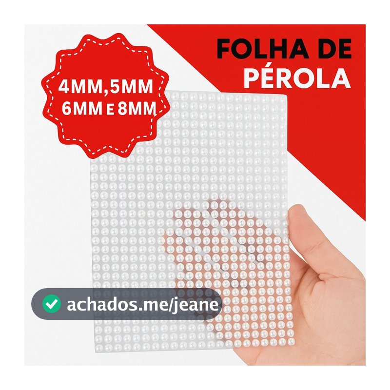 Cartela Meia Pérola Adesiva 4mm 5mm 6mm 8mm Autocolante Laço Tiara Roupa Chinelo Artesanato Noiva