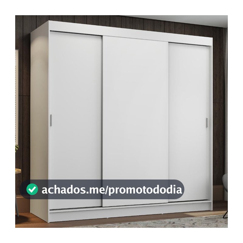Guarda-Roupa Casal 3 Portas de Correr Branco Madesa Reno