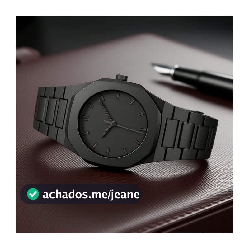 Relógio de Pulso Masculino de Quartzo Clássico com Mostrador Preto Redondo, Visor Grande, Estilo Executivo, Presente de