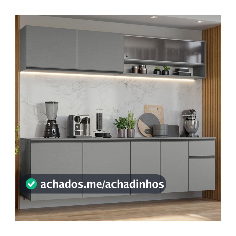 Armário de Cozinha Completa 240 cm Suspenso Nice Madesa 04