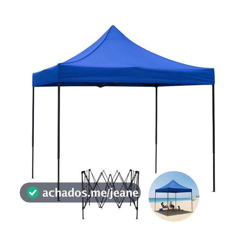 Tenda Gazebo Sanfonada 3x3 Praia Camping Pesca Aço Reforçado Azul