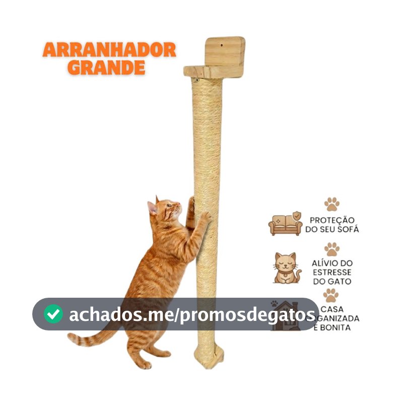 Arranhador Grande Parede (107 cm) Gatos Vertical Sisal Poste Brinquedo Pet Para Casa Felino