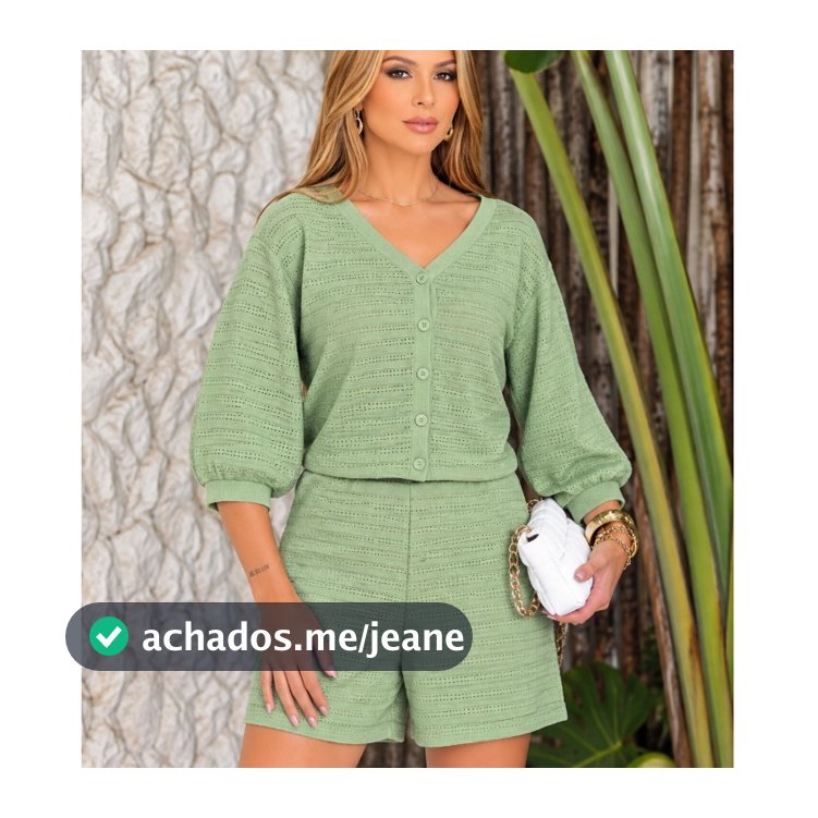 Conjunto Feminino Elegante Tricô Shorts E Camisa Roupa Feminina Estilosa Conjunto Verão 2027
