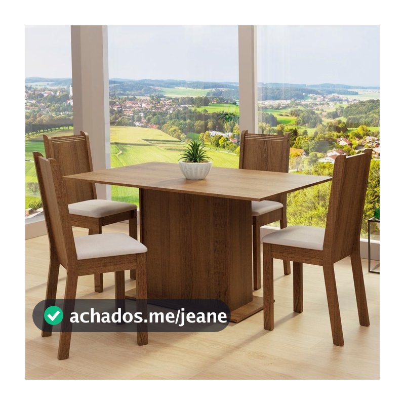 Conjunto Sala de Jantar Luana Mesa 4 Cadeiras Madesa