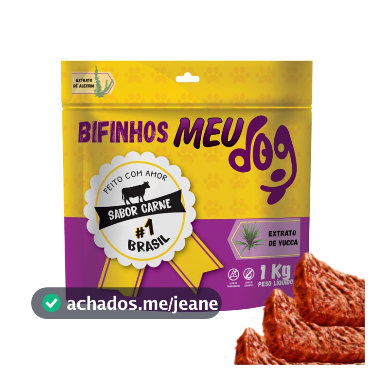 Petisco para cachorro bifinho Meu Dog 1Kg sabor Carne