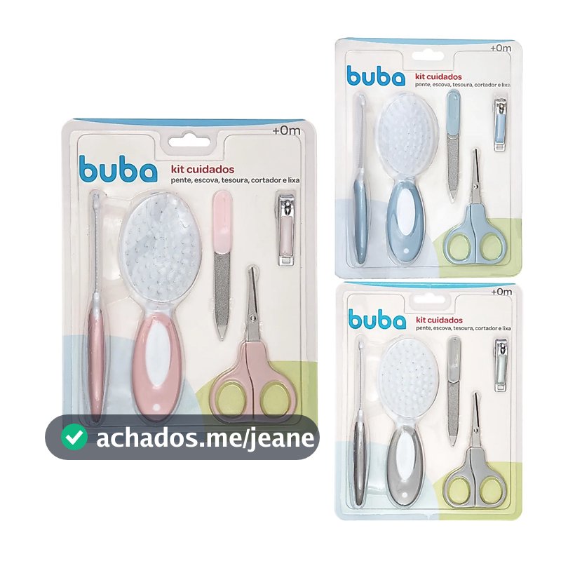 KIT CUIDADOS E HIGIENE 5 PEÇAS PENTE, ESCOVA, CORTADOR DE UNHA E LIXA - BUBA/PIMPOLHO