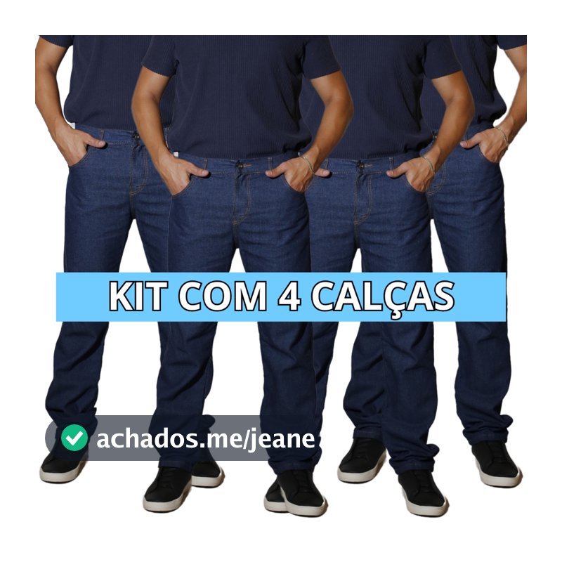 Kit 4 Calças Jeans Masculina Para Trabalho Direto da Fábrica 100% Algodão Azul Envio Imediato