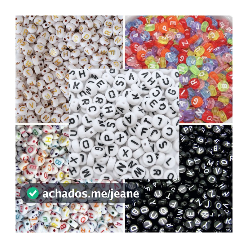 Miçangas Letras Alfabeto 1000/500/200/100 unidades para pulseiras artesanato colares Infantil