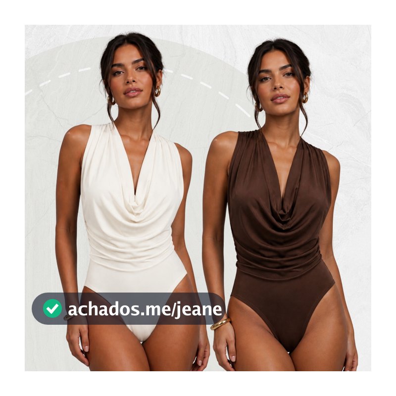 KIT 2 Body Feminino Decote Elegante Tecido Duplo Confortável Casual Chic Poliamida Suplex Gola Boba Bori Bores Bory