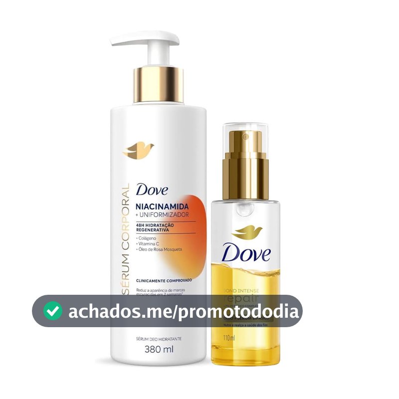 Kit Dove Sérum Corporal Niacinamida Uniformizador 380ml + Óleo Sérum Reparador 110ml