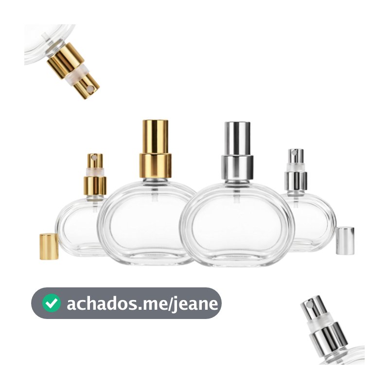 Kit Frascos de Vidro Meia Lua 60ml Kits de 5 a 20 Perfume Rosca 18 com Spray Vidro Perfume Atacado