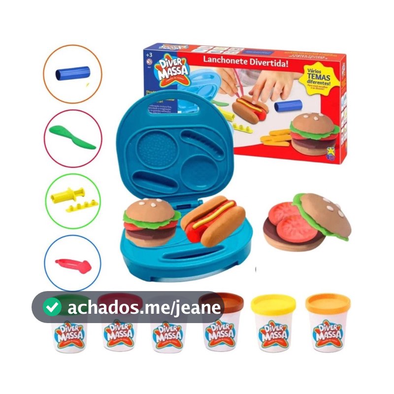 Kit Lanchonete Divertida Infantil Diver Massa Com Massinha De Modelar Envio Imediato