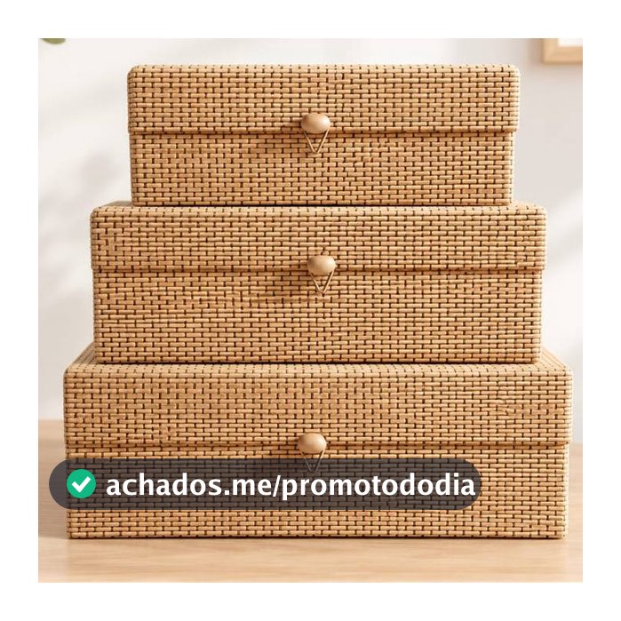 Kit Caixa Organizadora de Bambu com Tampa Organização premium 10010-KIT-C5-POJOTBG