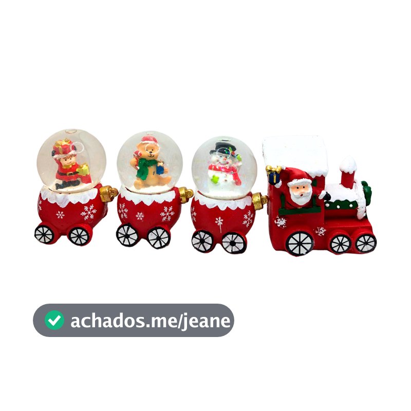 Trenzinho de Natal Bola Agua 8cm Decoração Natal Papai Noel