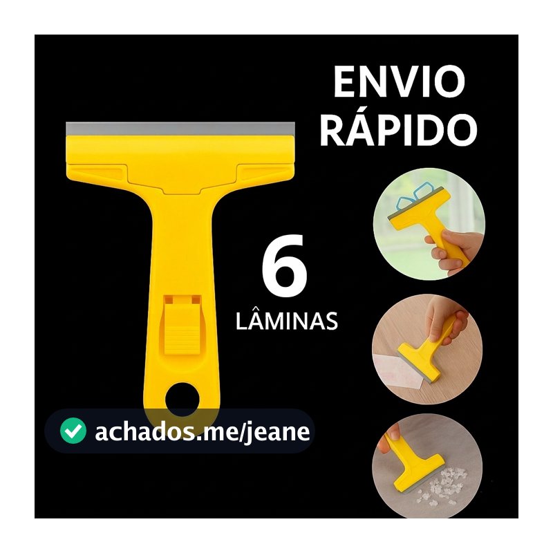 Raspador para limpar Box Piso Vidro Cerâmica Azulejo + 6 Laminas