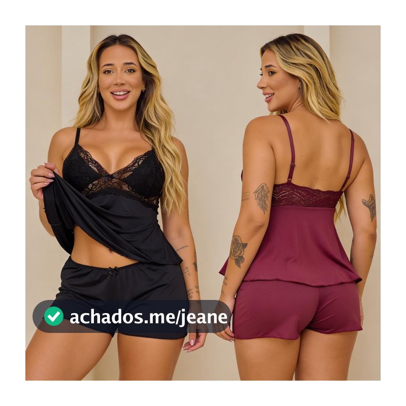 Kit 2 Babydoll Feminino Com Detalhes Em Renda Roupa De Dormir Short Doll Conforto Pijama Adulto