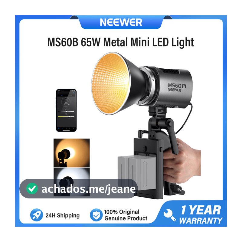 NEEWER MS60B 65W COB LED Luz De Vídeo Com Kit De Bateria , Controle De APP , 2X 7800mAh NP-F970 PD De Carregamento Rápid